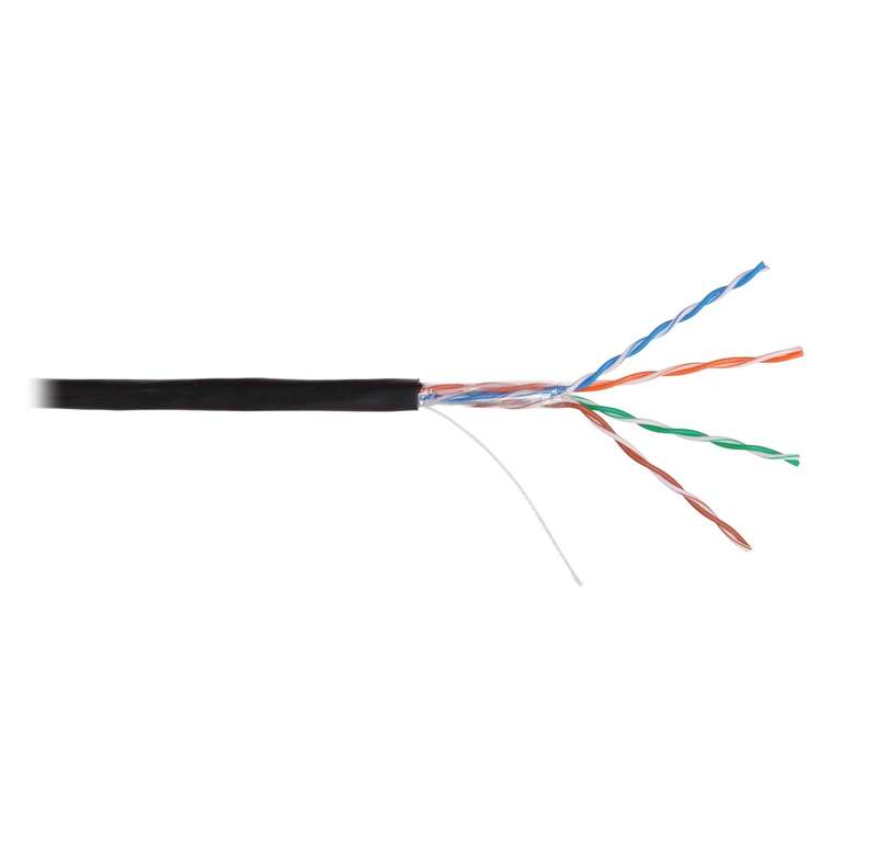 Фото Кабель U/UTP 4 пары кат.5e (класс D) тест по ISO/IEC 100МГц ож BC (чистая медь) 24AWG (0.50мм) внешний PE до -60град.C черн. (уп.305м) NIKOLAN NKL 460