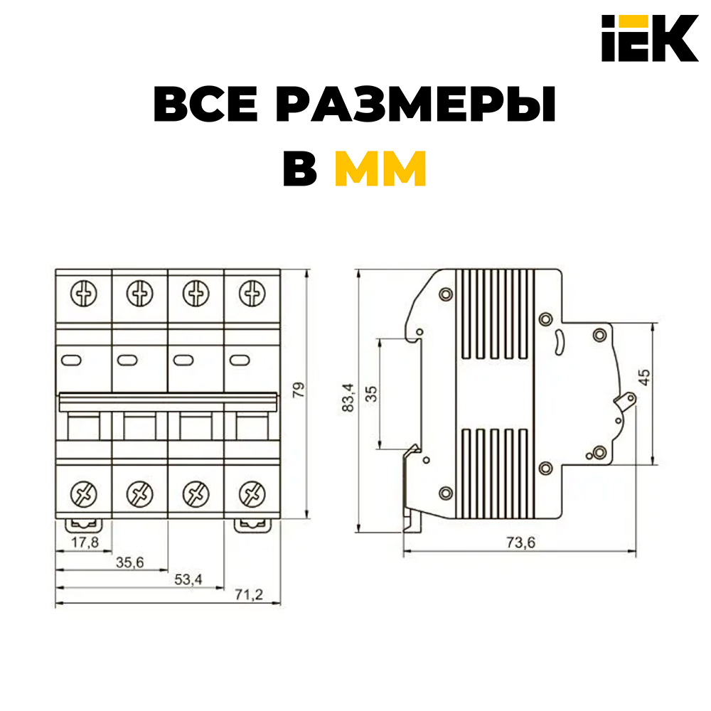 Фото Автоматический выключатель IEK ВА47-29 2Р 4А 4,5кА х-ка С {MVA20-2-004-C} (2)