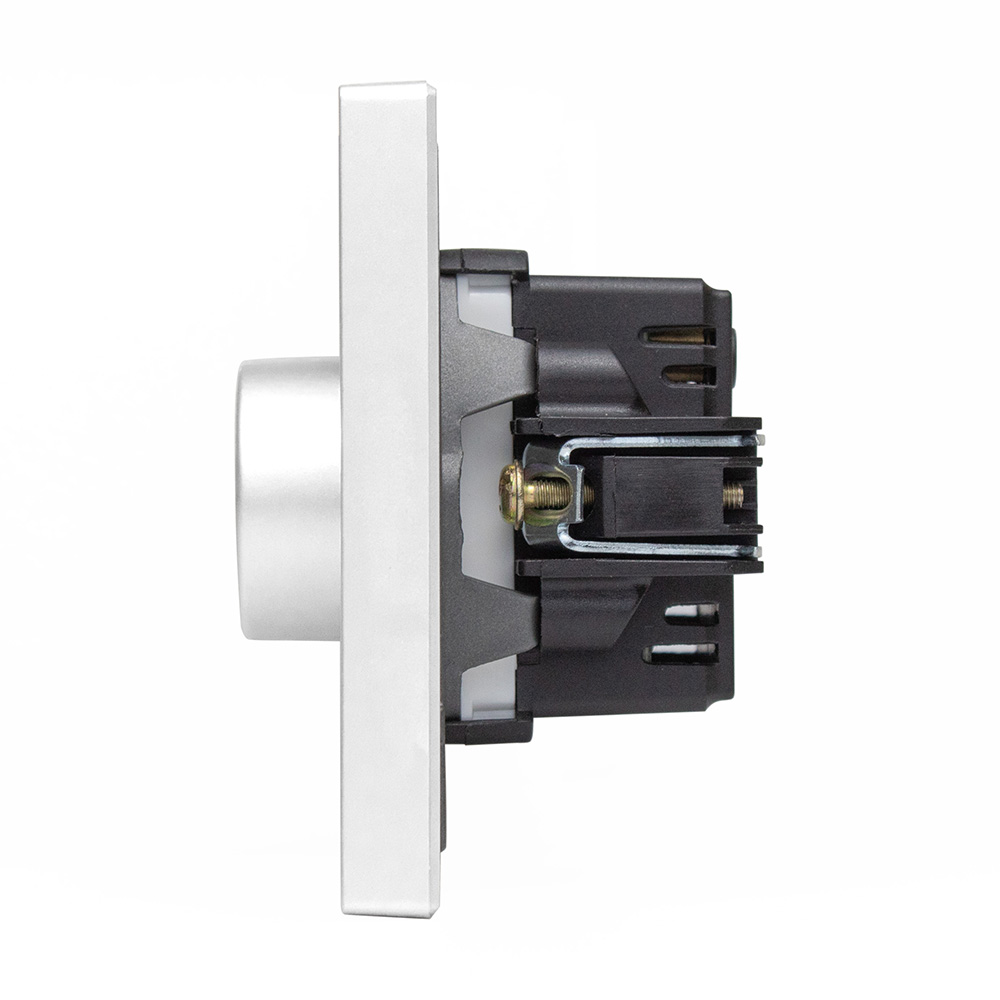 Фото Диммер белый, механический поворотный, с тонкой пластиковой рамкой Vell {WH-1D-Grand} (4)