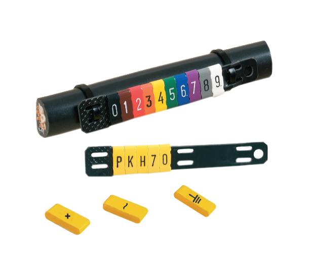 Фото Маркеры однознаковые Partex PKZ-2 для держателей PKH и POH, символ "~", желтый/черный (диск 500 шт.) {PKZ20006SB40.~}
