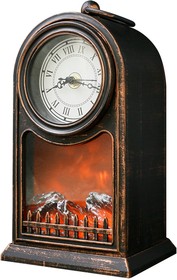 Фото Светодиодный камин «Старинные часы» с эффектом живого огня 14,7x11,7x25 см, бронза, батарейки 2хС (не в комплекте) USB NEON-NIGHT {511-021}