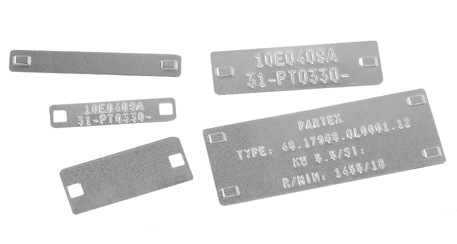 Фото Многознаковые стальные маркеры Partex PKS38, 38 x 90 мм, с описанием дo 18/ 26 знаков х 4 линии, крепление под хомут {PKS38090S}