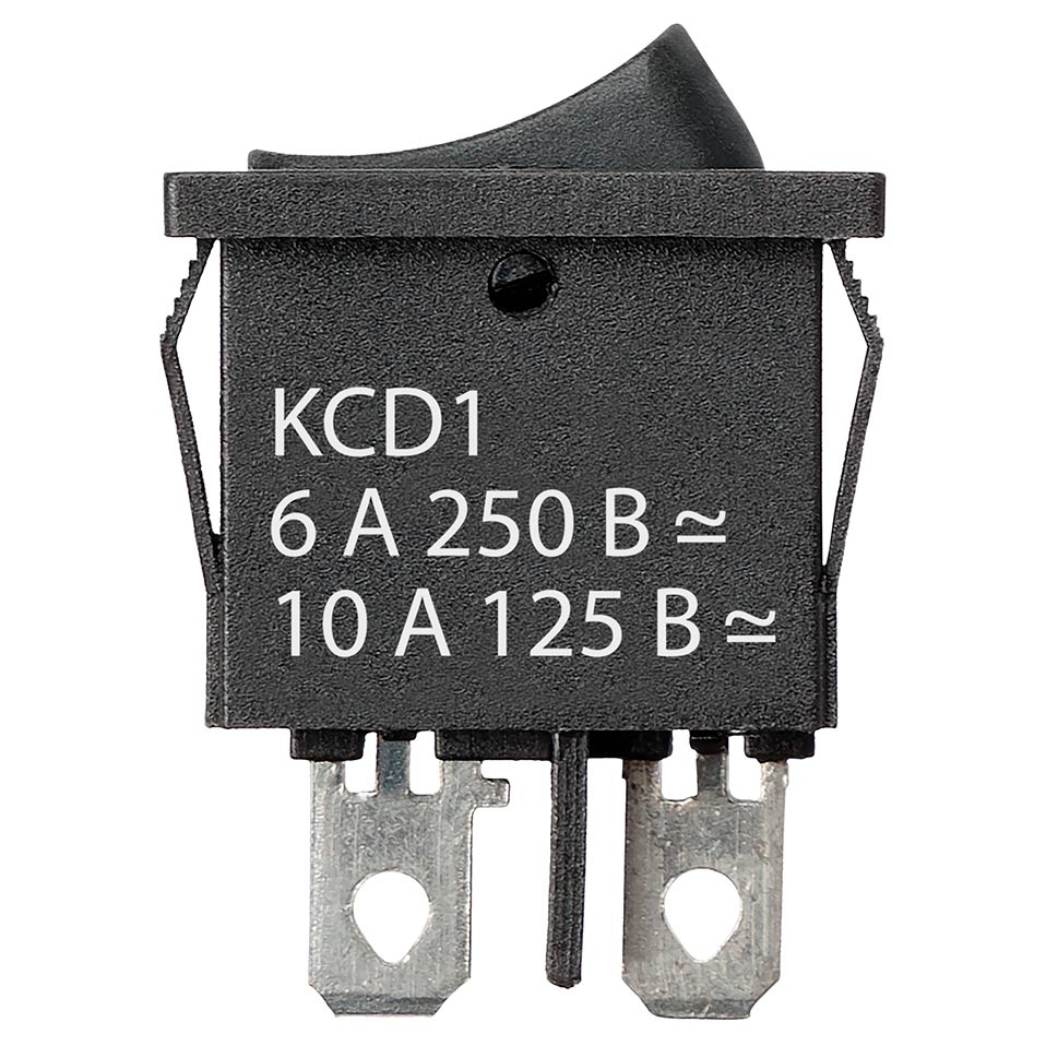 Фото Клавишный переключатель KCD1-101B 250В AC/DC, 1P, 6А, ON-OFF, черный, Mini TDM {SQ0746-0173} (1)