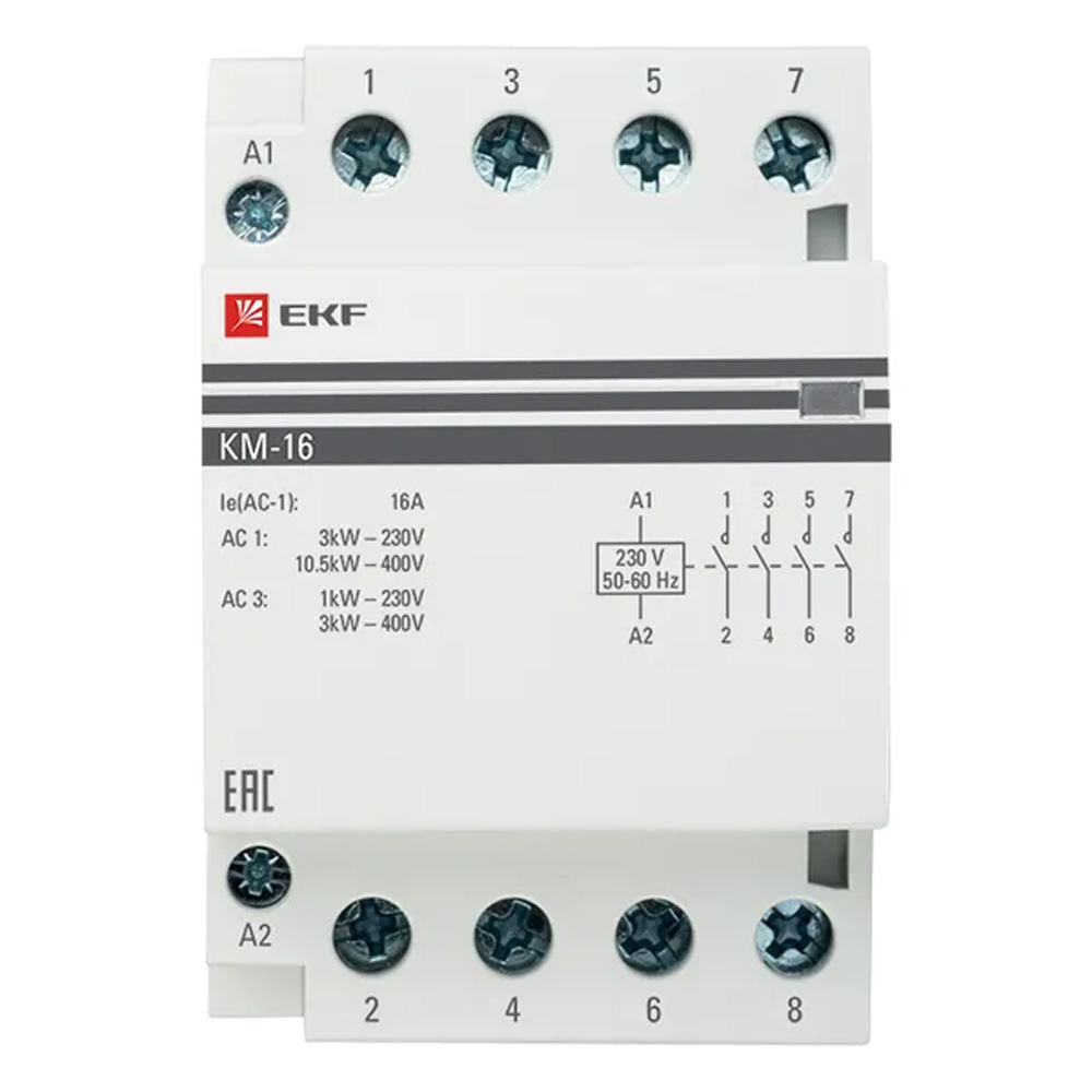 Фото Контактор модульный КМ 16А 4NО (3 мод.) EKF km-3-16-40 (1)