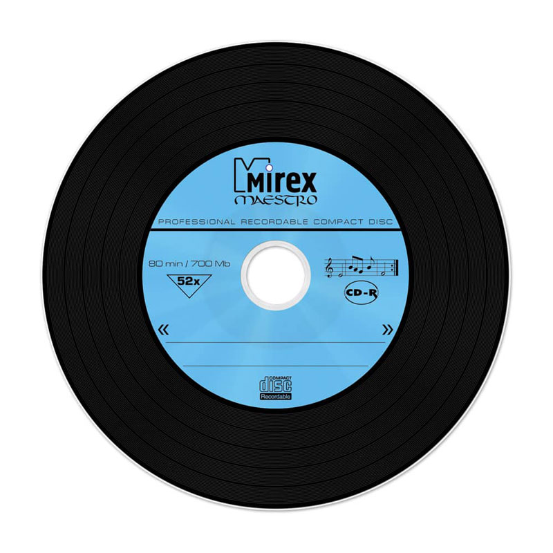 Фото Диск CD-R Mirex 700 Mb, 52х, дизайн "Maestro", Shrink 100 шт 203100 {UL120120A8T}