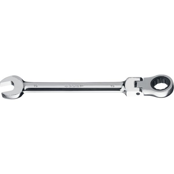 Фото Комбинированный гаечный ключ трещоточный шарнирный 19 мм, ЗУБР {27101-19}