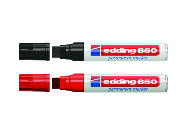 Фото Перманентный маркер Edding E-850 красный, клиновидный наконечник 5-16 мм (блистер) {E-850#1-B#2} (1)