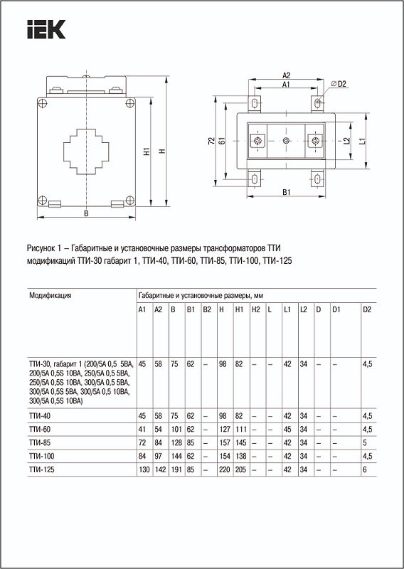 Фото Трансформатор тока ТТИ-125 4000/5А кл. точн. 0.5 15В.А IEK ITT70-2-15-4000 (2)