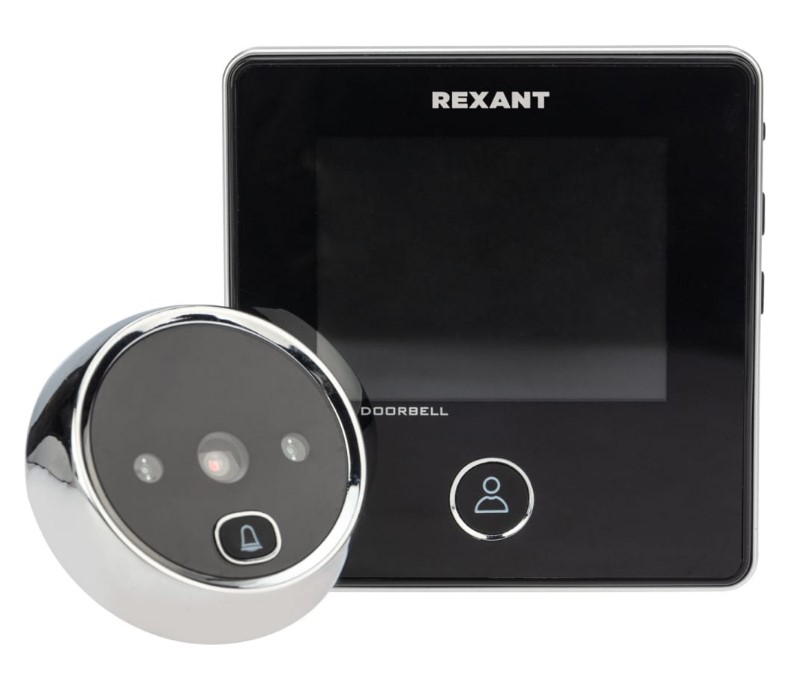 Фото Видеоглазок дверной Rexant (DV-113) с цветным LCD-дисплеем 2.8" с функцией звонка и записи фото, встроенный аккумулятор {45-1113} (1)