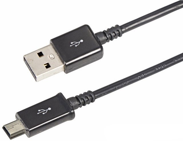 Фото USB кабель miniUSB длинный штекер 1 м черный {18-4402}