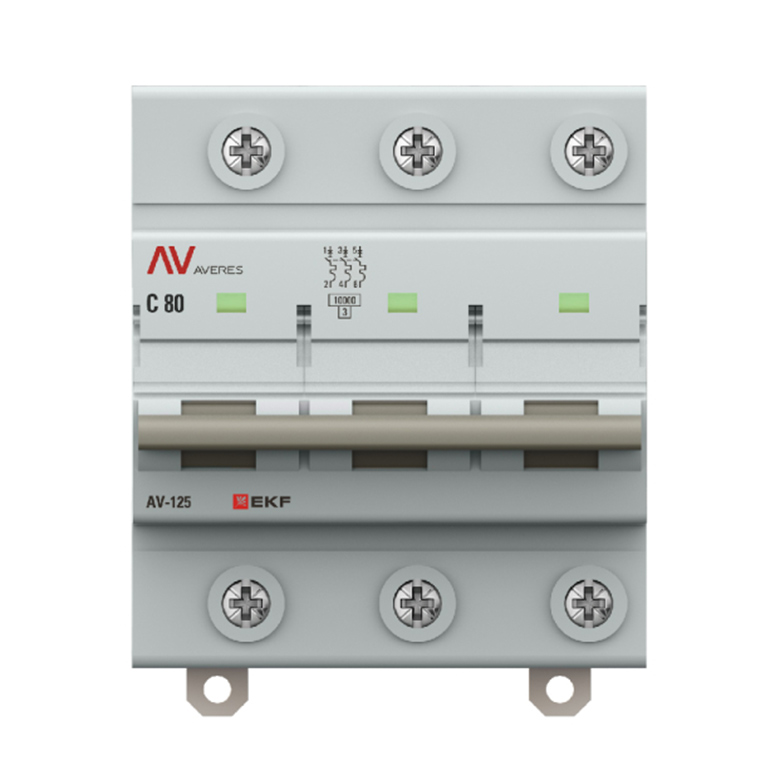 Фото Выключатель автоматический 3п C 80А 10кА AV-125 AVERES EKF mcb125-3-80C-av