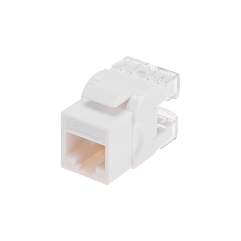 Фото Модуль Keystone Jack RJ-45(8P8C), UTP неэкранированный, CAT 5e, тип 180 градусов, белый REXANT PRO {02-0060} (1)