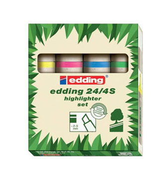 Фото Набор текстовыделителей Edding EcoLine, клиновидный наконечник, 2-5 мм, 4 цвета {E-24#4S}