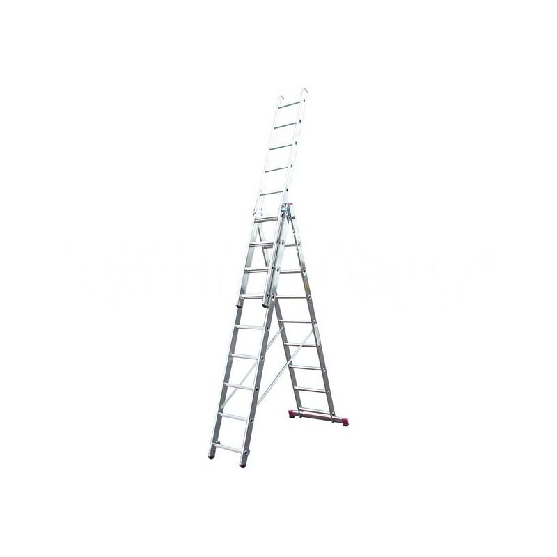 Фото Лестница алюминиевая, ЛА3х7, 3х секционная х 7 ступеней, h=4480 мм, Народная {SQ1028-0203}