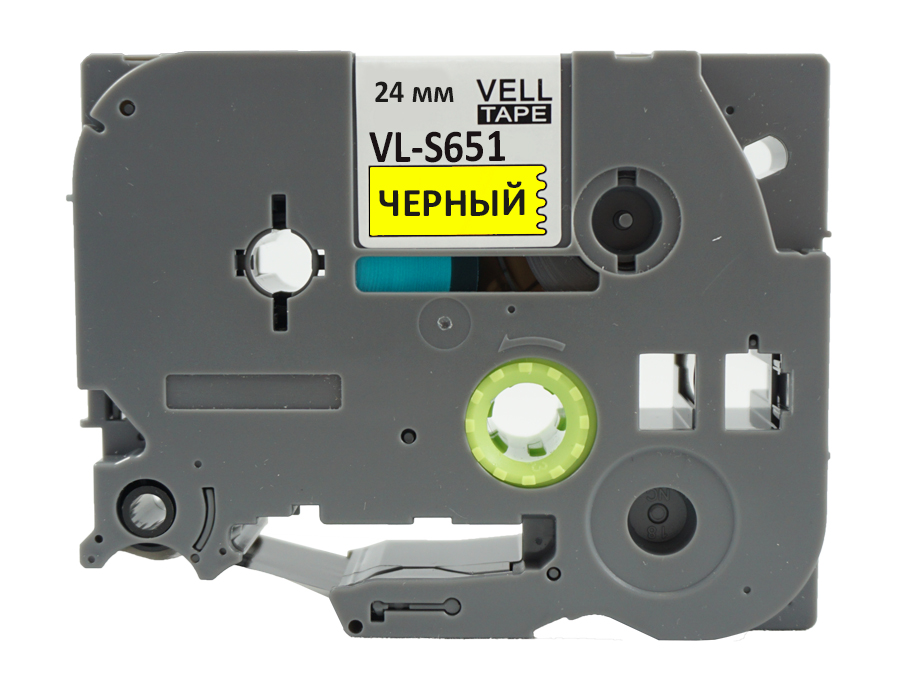 Фото Лента Vell VL-S651 (Brother TZE-S651, 24 мм, черный на желтом) для PT D600/2700/P700/P750/ PTE550/9700/P900 (7)