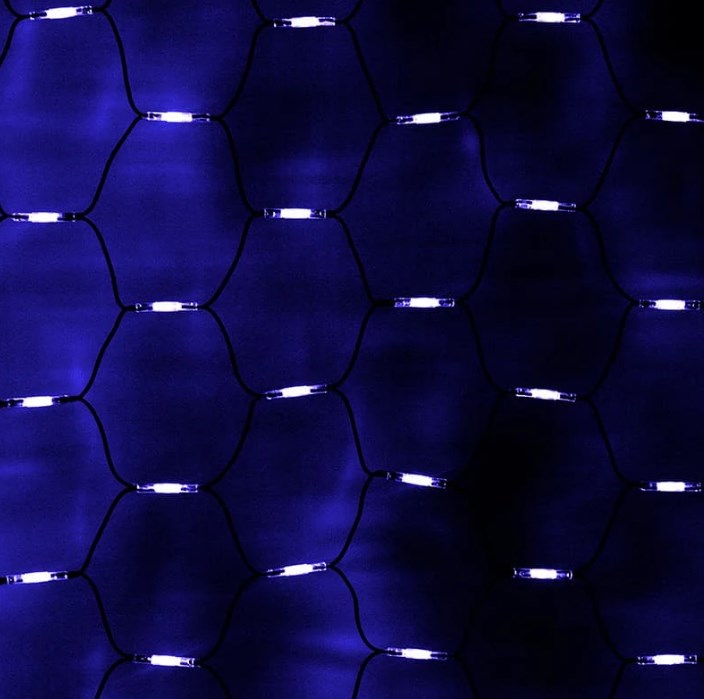 Фото Гирлянда "Сеть" 2x1,5м, черный каучук, 288 LED белые/синие {217-113}