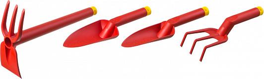 Фото Набор GRINDA 421360-H4: Совок посадочный широкий, совок посадочный узкий, рыхлитель, мотыга-рыхлитель с нейлоновым корпусом, 4 предмета