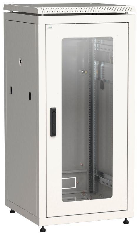 Фото Шкаф сетевой 19" LINEA N, 24U 600х600мм, передняя дверь стеклянная, серый, ITK {LN35-24U66-G}