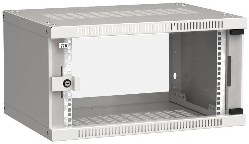 Фото Шкаф LINEA WE 6U 600х450мм стекл. дверь сер. ITK LWE3-06U64-GF