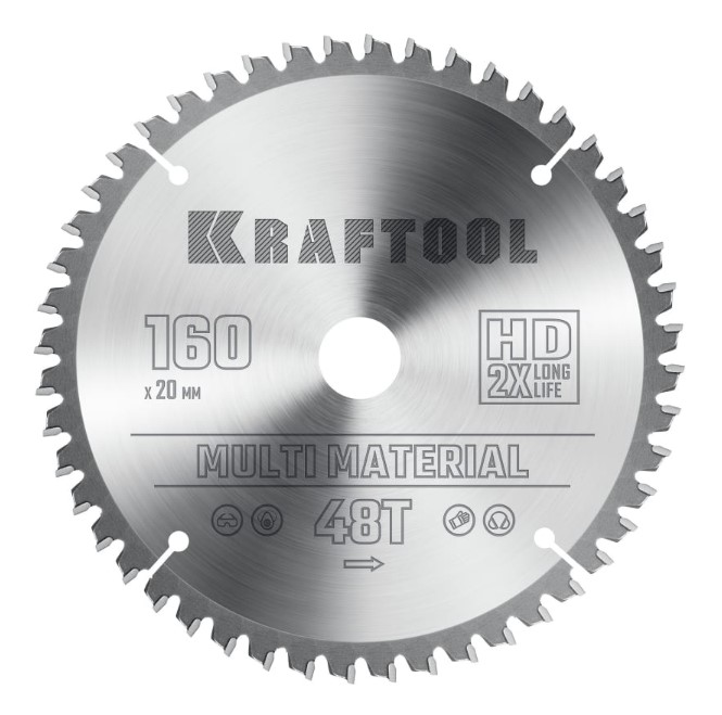 Фото Пильный диск по алюминию KRAFTOOL Multi Material, 160 х 20 мм, 48Т {36953-160-20}