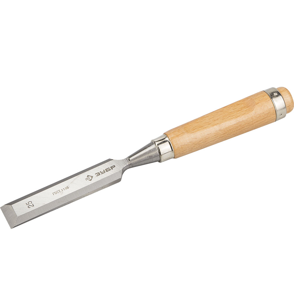 Фото Стамеска-долото "Классик" с деревянной ручкой, хромованадиевая, 25мм, ЗУБР {18096-25}