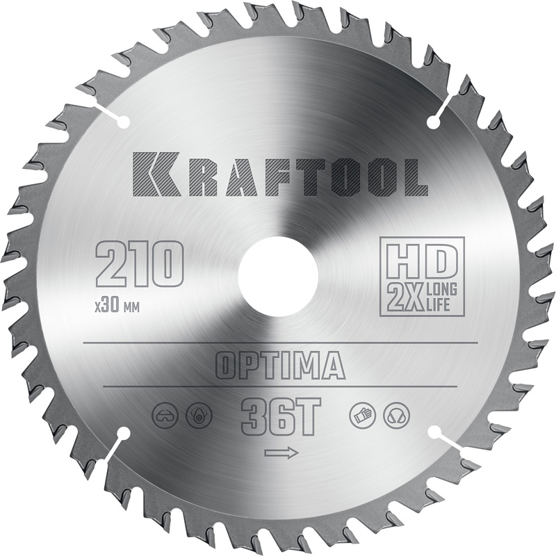 Фото Пильный диск по дереву KRAFTOOL Optima, 210 х 30 мм, 36Т {36951-210-30}