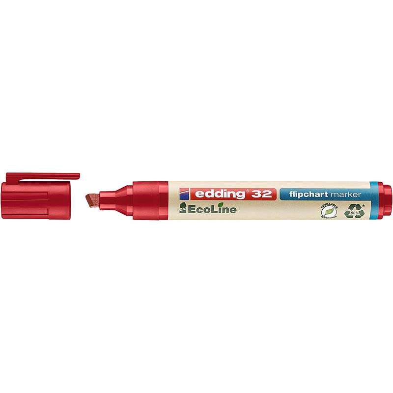 Фото Флипчарт-маркер Edding EcoLine, скошенный наконечник, 1-5 мм, красный {E-32#2}