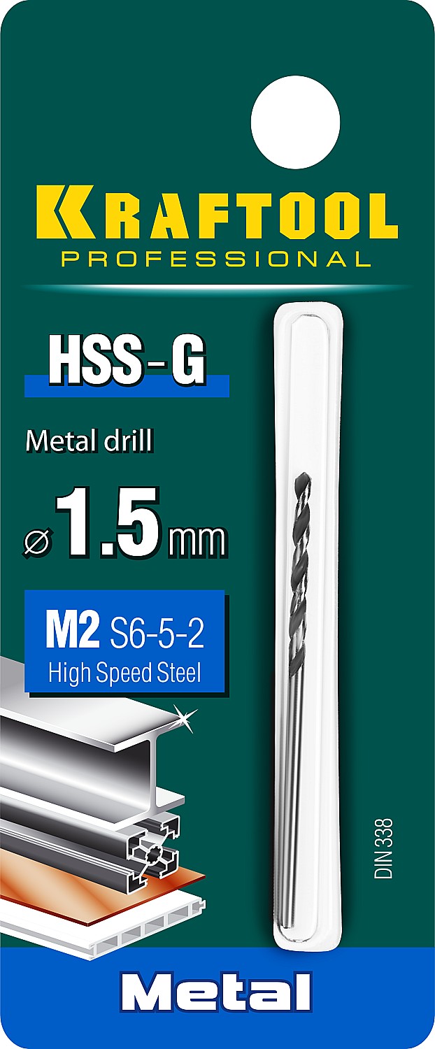 Фото KRAFTOOL HSS-G 1.5 х40мм, Сверло по металлу HSS-G, сталь М2(S6-5-2) {29651-1.5}