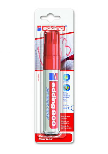 Фото Перманентный маркер Edding E-800 красный, клиновидный наконечник 4-12 мм (блистер) {E-800#1-B#2}