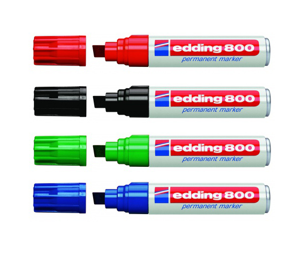 Фото Перманентный маркер Edding E-800 красный, клиновидный наконечник 4-12 мм (блистер) {E-800#1-B#2} (1)