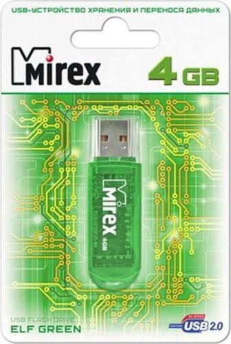 Фото Флеш накопитель 4GB Mirex Elf, USB 2.0, Зеленый {13600-FMUGRE04} (1)