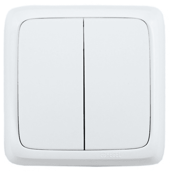 Фото ВА10-153 Выключатель открытой установки, двухклавишный, с изолирующей пластиной, цвет белый