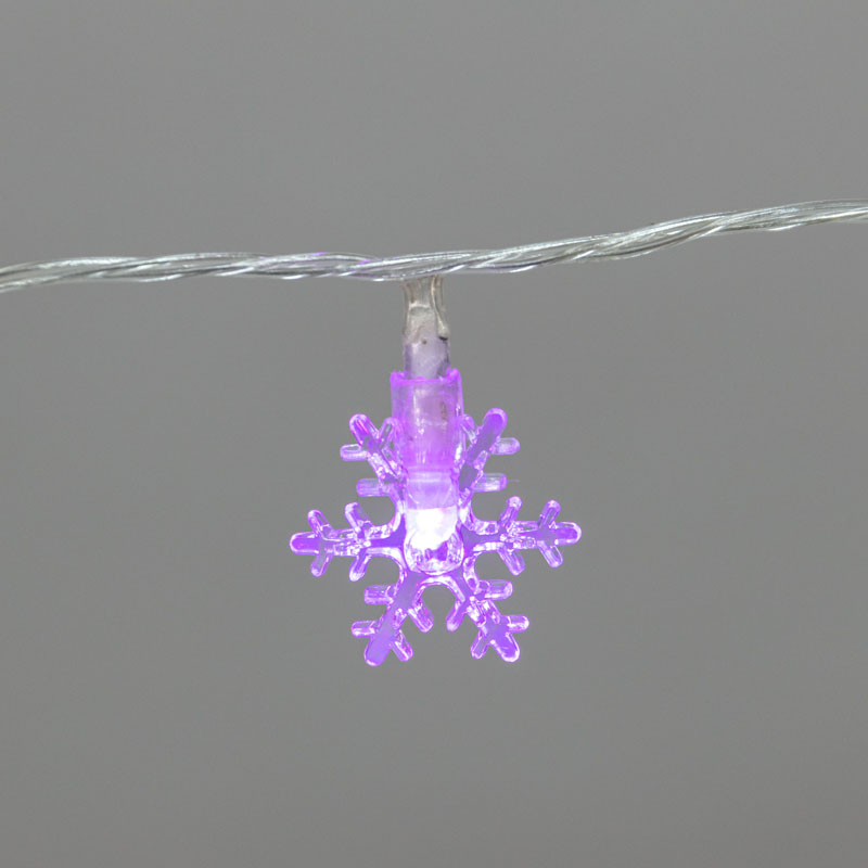 Фото Гирлянда светодиодная Снежинки большие 5м, 20LED, IP20, прозрачный провод, свечение мульти (RG/RB), мигание, 230В NEON-NIGHT {304-024} (4)