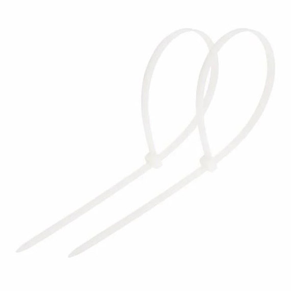 Фото Хомут-стяжка кабельная нейлоновая Rexant 200 x4,8 мм, белая, упаковка 100 шт. {07-0200-5}