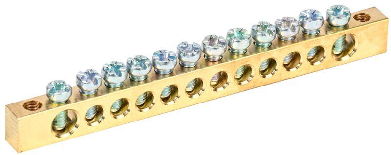 Фото Шина PEN "земля-ноль" 6х9мм 12/2 (12групп/крепеж по краям) ИЭК YNN11-12-100