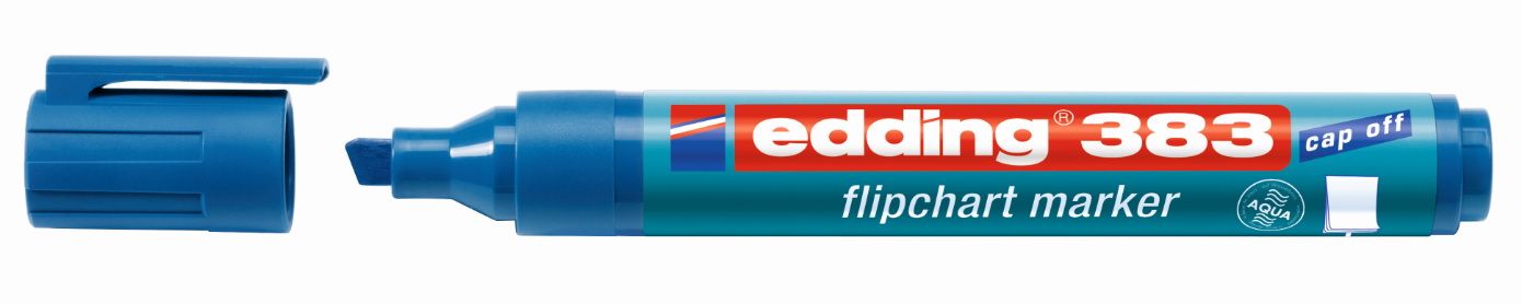Фото Флипчарт-маркер Edding, клиновидный наконечник, 1-5 мм, синий {E-383#3}