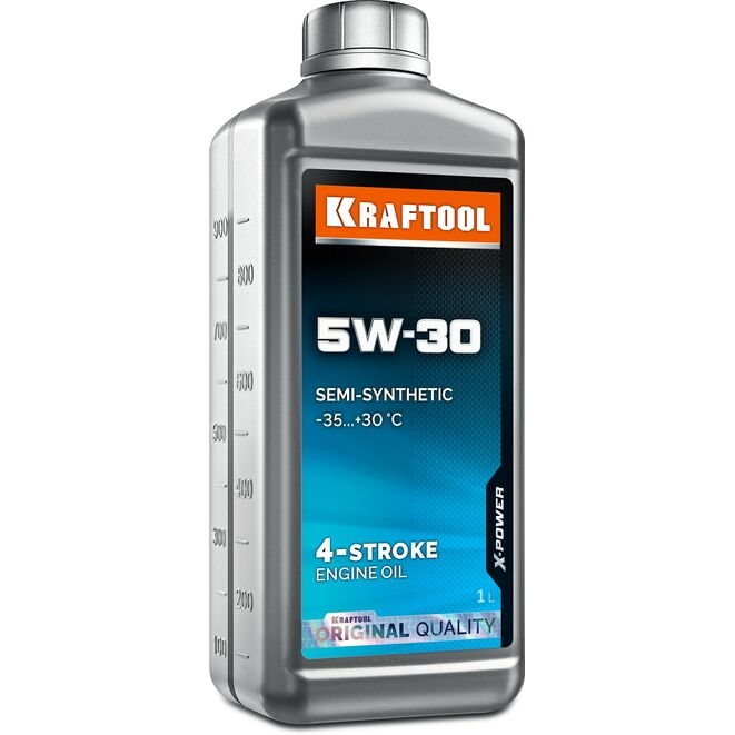 Фото Зимнее полусинтетическое масло для 4-тактных двигателей KRAFTOOL 5W-30, 1 л {41511-1}