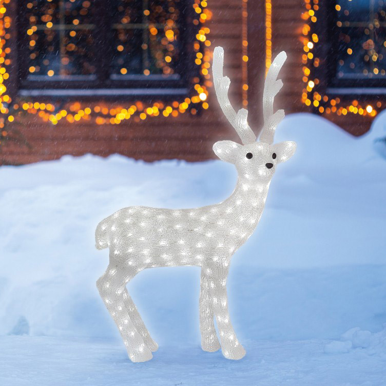 Фото Акриловая светодиодная фигура Снежный олень 100 см, 380 светодиодов, IP 65, понижающий трансформатор в комплекте, NEON-NIGHT {513-307}