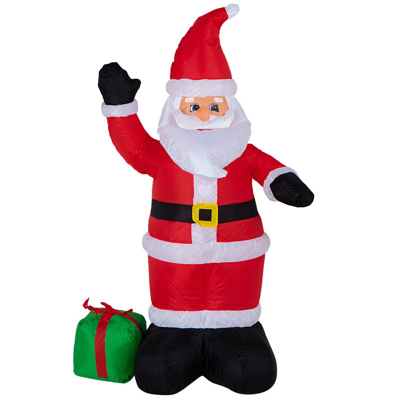 Фото 3D фигура надувная "Дед Мороз с подарком", размер 120 см, внутренняя подсветка 3 LED {511-054}