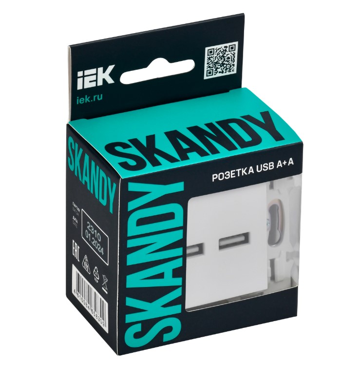 Фото Розетка USB A+A 3.1А SKANDY SK-R15W арктич. бел. IEK SK-U21-D31-K01 (1)