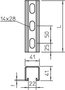 Фото Профиль монтажный 41х41х3000 гор. оцинк. MS 41LS 3M FT (дл.3м) OBO 1122483