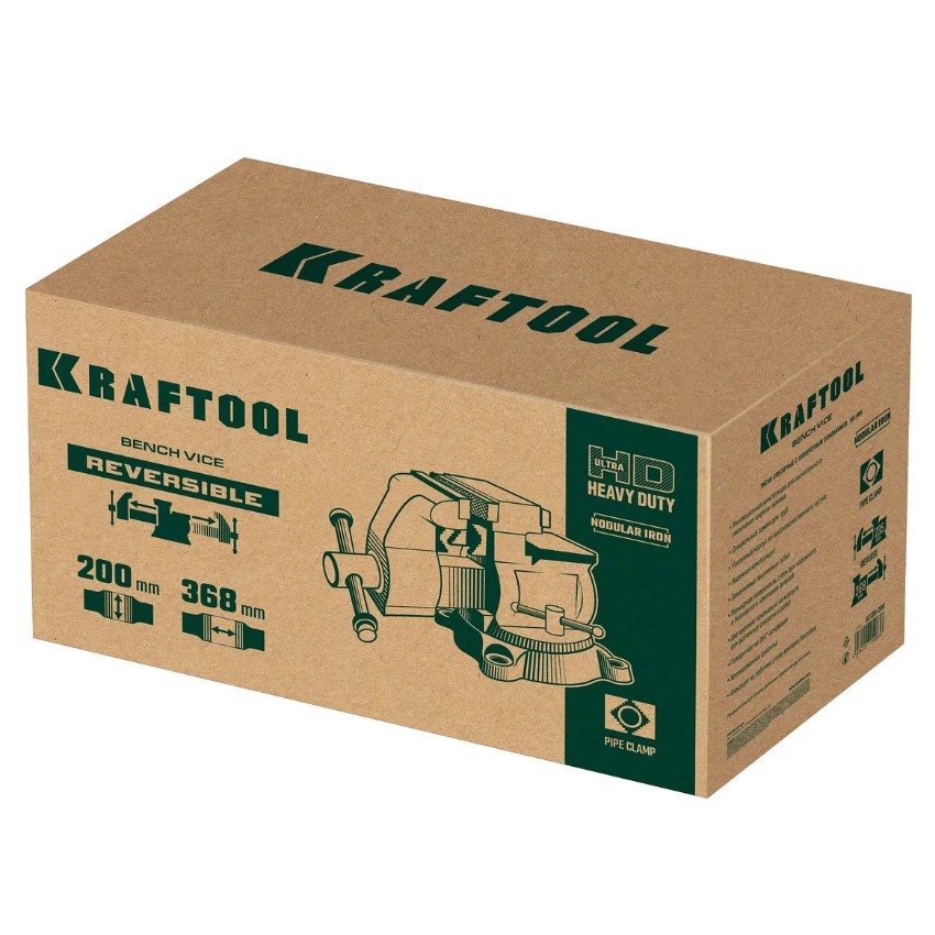 Фото Слесарные тиски KRAFTOOL Reversible 200 мм, расход 368 мм {32705-200} (1)