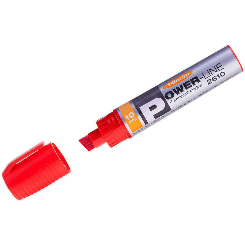 Фото Перманентный маркер Line Plus PER-2610, промышленный, скошенный, 10 мм, красный {207979}