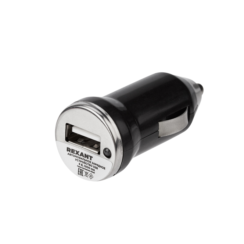 Фото Зарядное устройство в прикуриватель Rexant USB, 5V, 2.4 A, черное {16-0282}