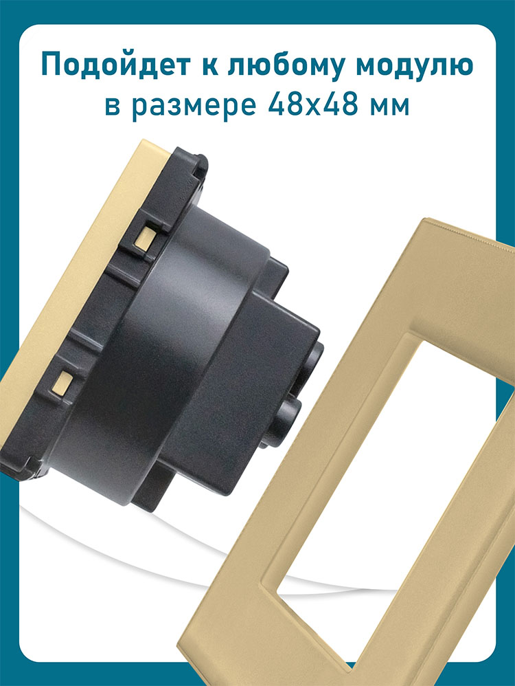 Фото Рамка золотая, пластик, 2 поста, 157х86 мм, модуль, Vell {GD2P-PC} (3)