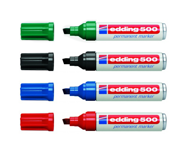 Фото Перманентный маркер Edding E-500 синий, клиновидный наконечник 2-7 мм (блистер) {E-500#1-B#3} (1)