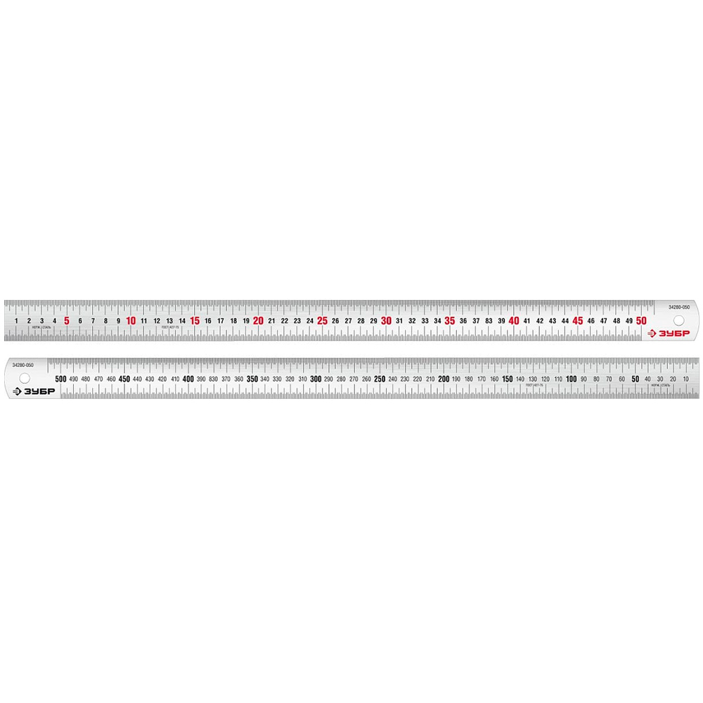 Фото Усиленная нержавеющая линейка ЗУБР Про-50, длина 0,5 м {34280-050}