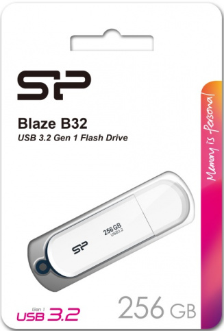 Фото Флеш накопитель 256Gb Silicon Power Blaze B32, USB 3.2, Белый {SP256GBUF3B32V1W}