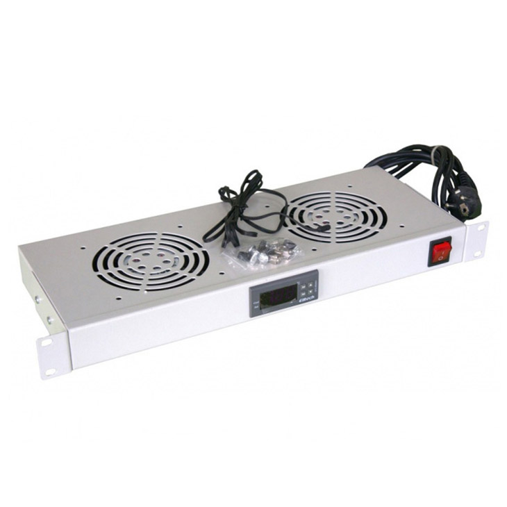 Фото 19" Вентиляторный модуль с термостатом 1U с 2-мя вентиляторами {04-2604}