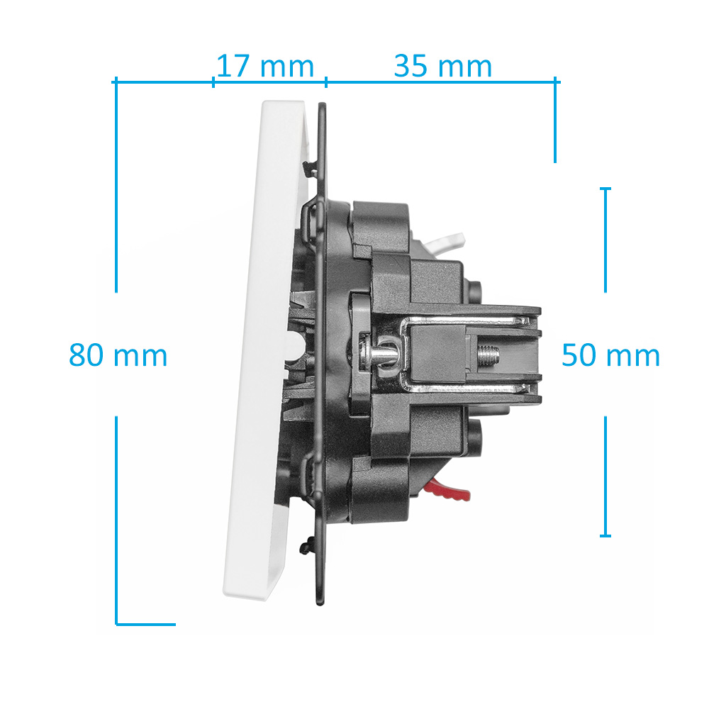 Фото Выключатель c подсветкой белый, двухклавишный, 1 пост, с тонкой пластиковой рамкой Vell {WH1P-2L-EchoGrand} (1)